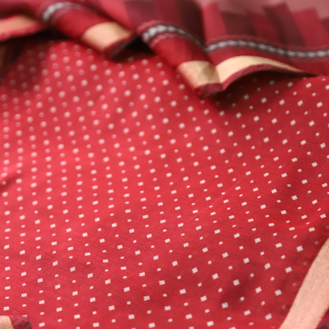 Rajasvi Barn Maroon Digital Floral Print Maheswari Chanderi Set
