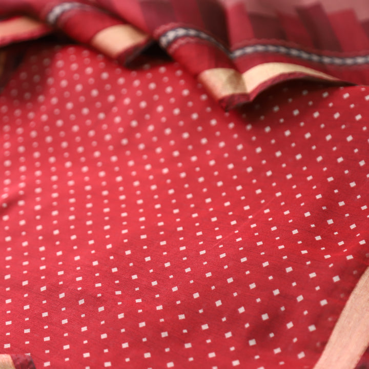 Rajasvi Barn Maroon Digital Floral Print Maheswari Chanderi Set