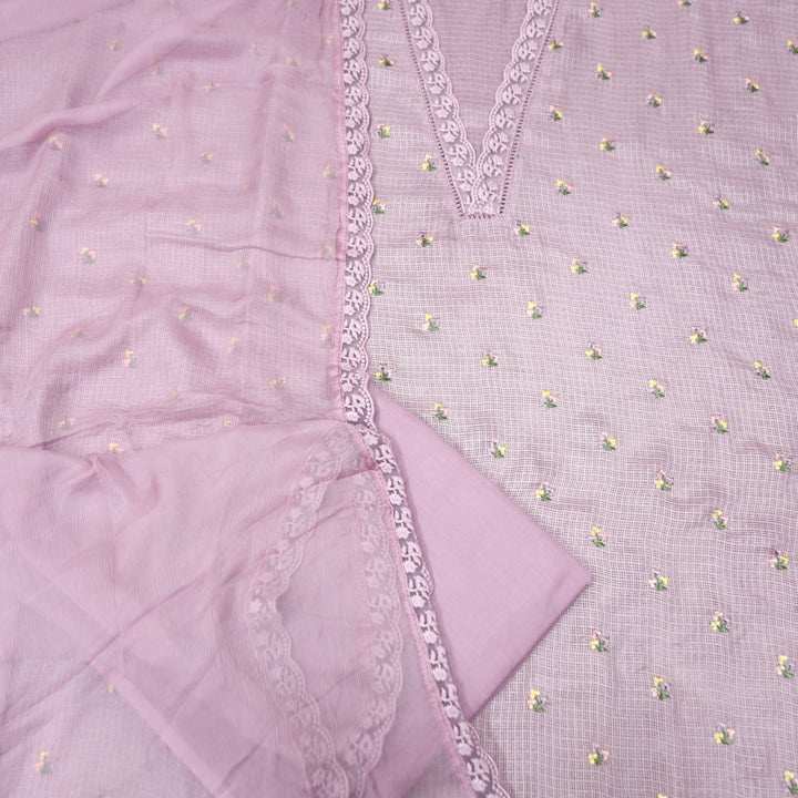 Yaleen Helio Lilac Lace V Neck Florat Thread Buti Kota Doriya Set