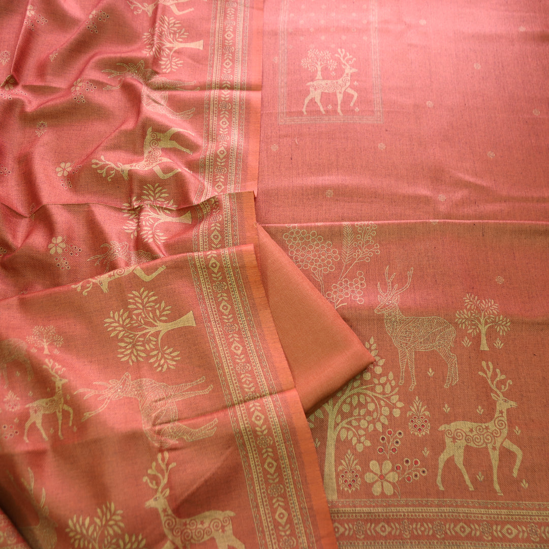 Sarina Tang Orange Deer Printed Semi Pashmina Winter Set