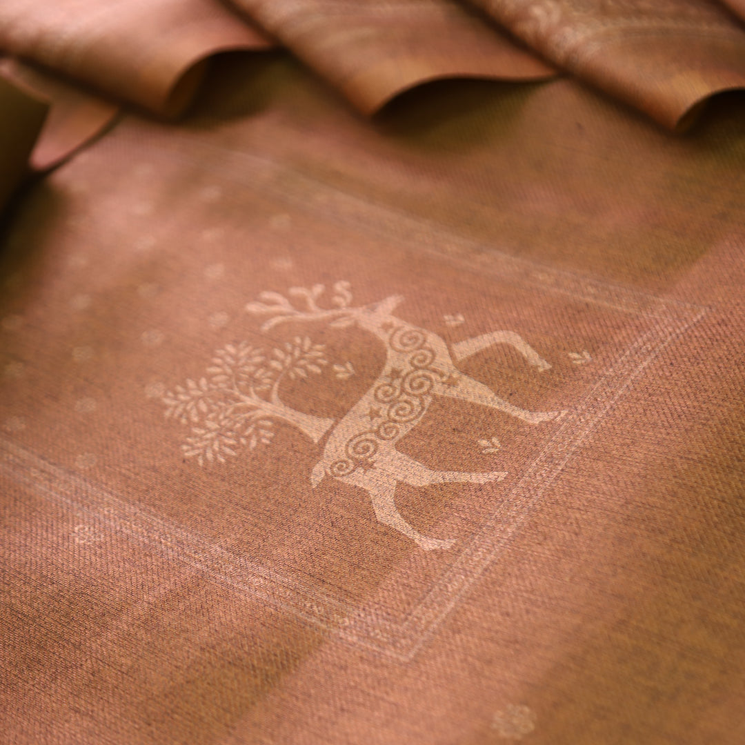 Sarina Barn Rust Deer Printed Semi Pashmina Winter Set