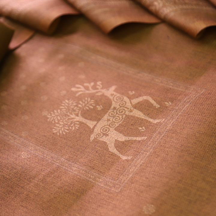 Sarina Barn Rust Deer Printed Semi Pashmina Winter Set