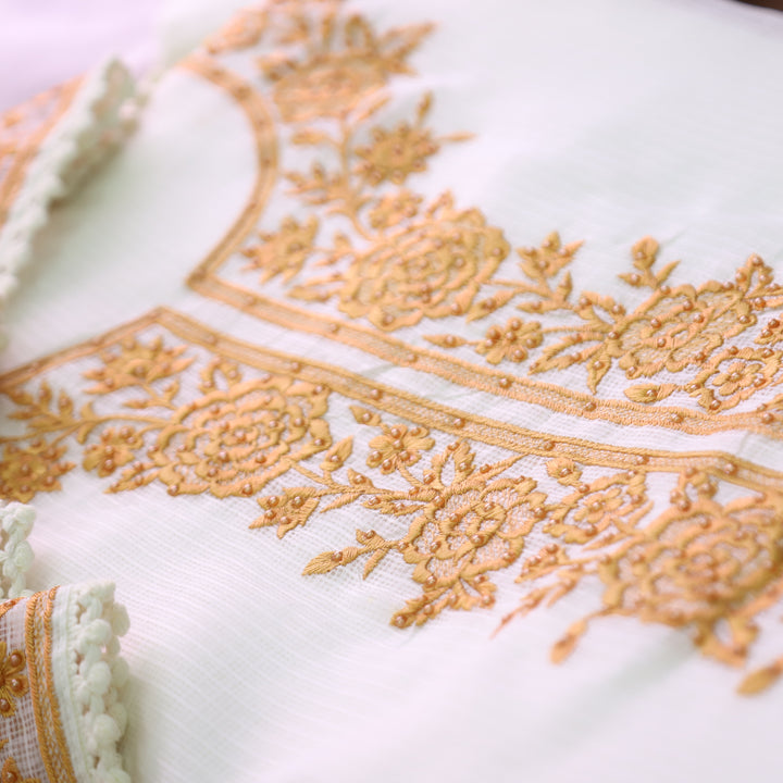 Hans Safed with Yellow Thread Embriodered Kota Doriya Set