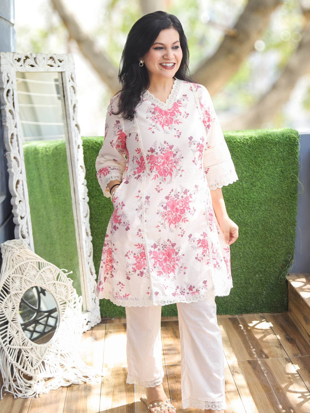 Lilly Pink Floral Panel Cotton 2 Piece Set