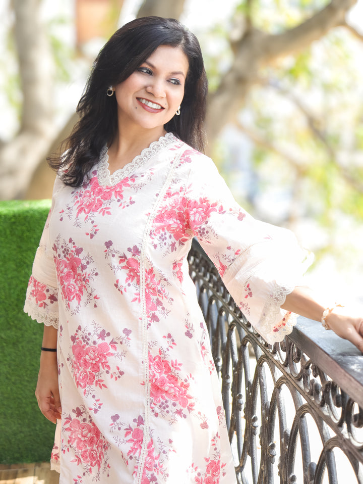 Lilly Pink Floral Panel Cotton 2 Piece Set