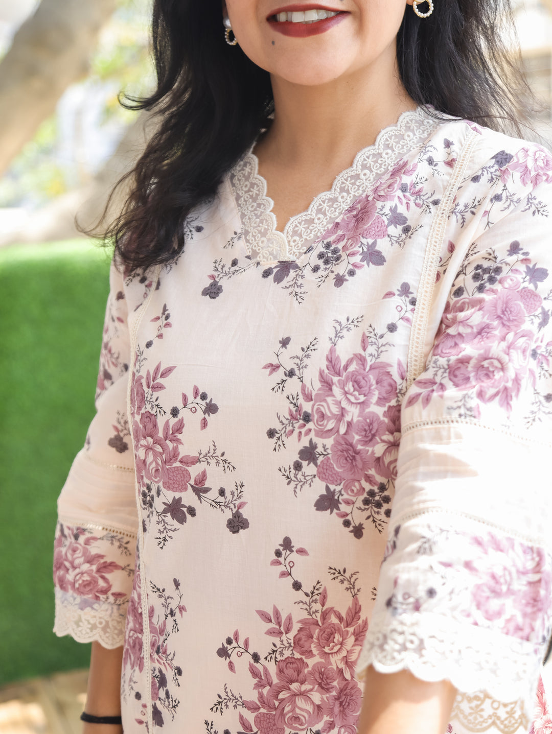 Lilly Purple Floral Panel Cotton 2 Piece Set