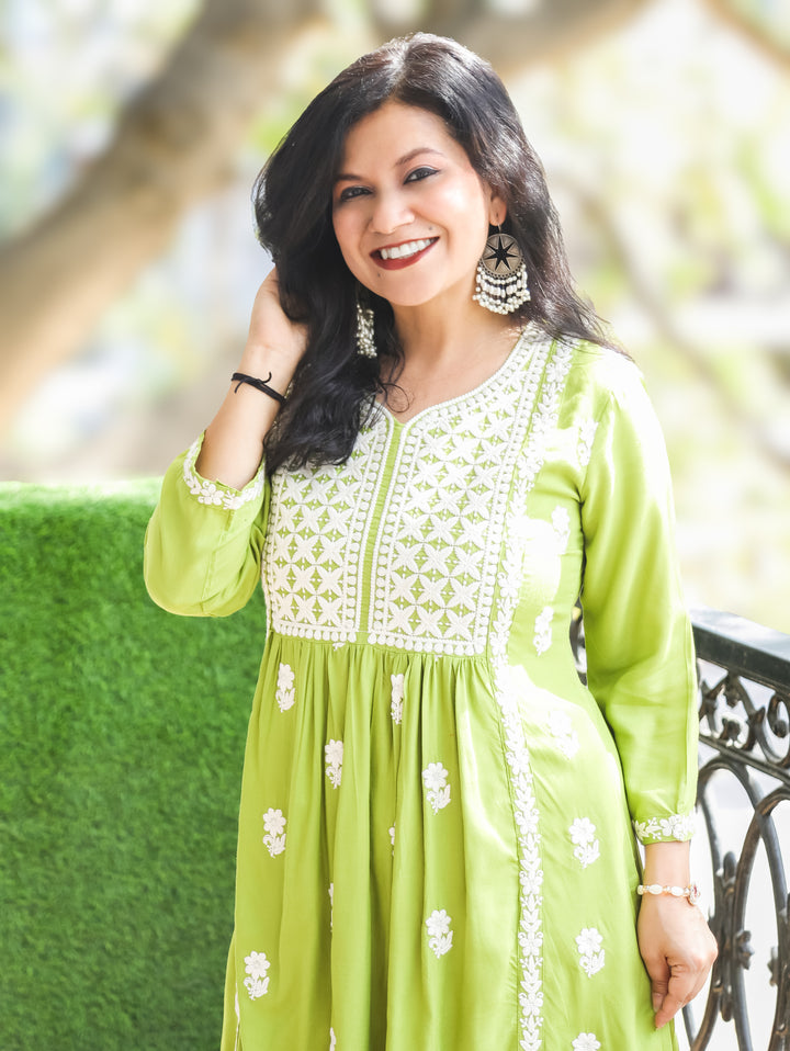 Preeto Green Chikankari Rayon 2 Piece Set