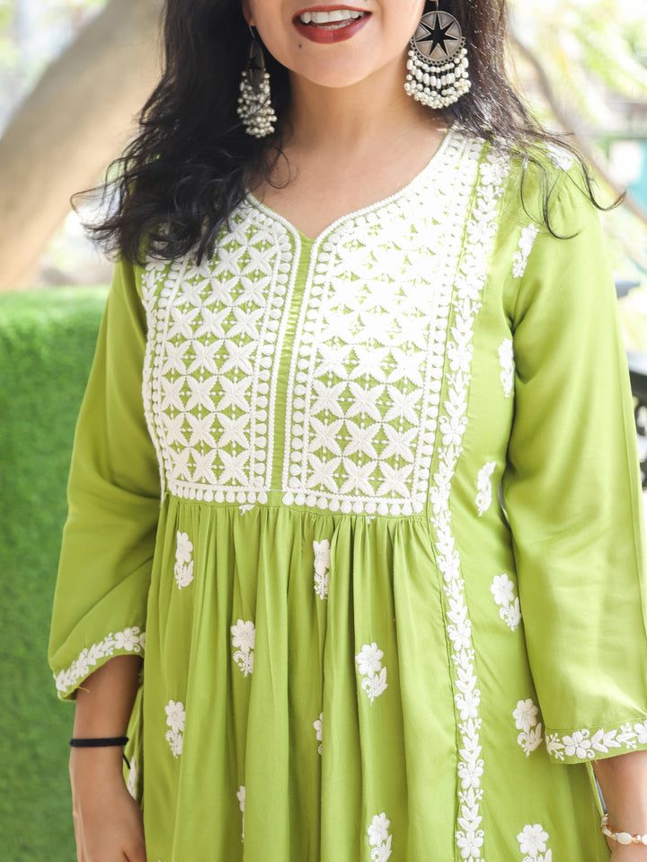 Preeto Green Chikankari Rayon 2 Piece Set