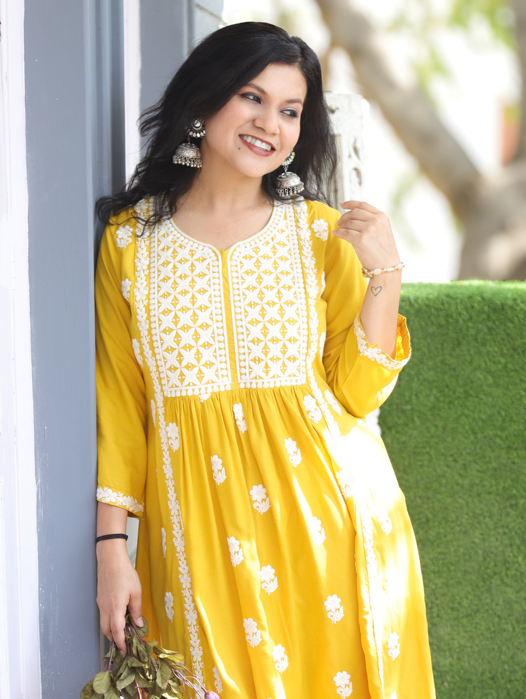 Preeto Yellow Chikankari Rayon 2 Piece Set