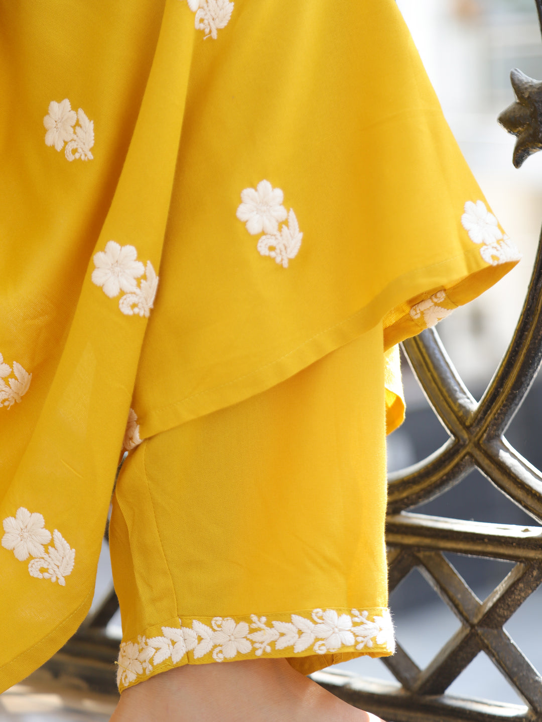 Preeto Yellow Chikankari Rayon 2 Piece Set