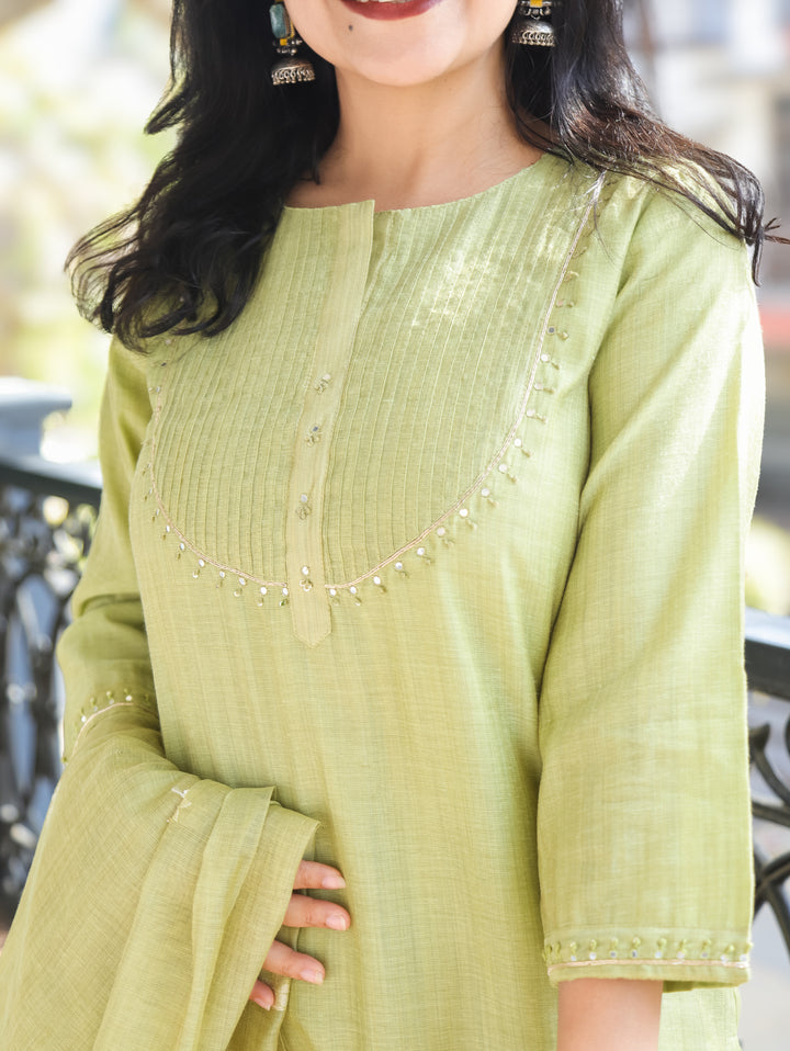 Mary Mint Green Jamdani Chanderi 3 Piece Set
