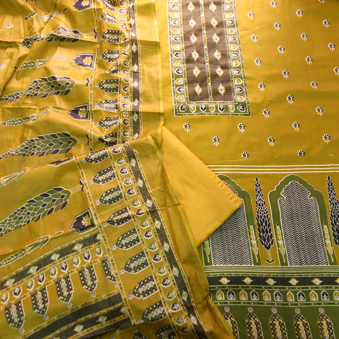 Tvisha Dandelion Yellow French Knot Printed Jam Cotton Set