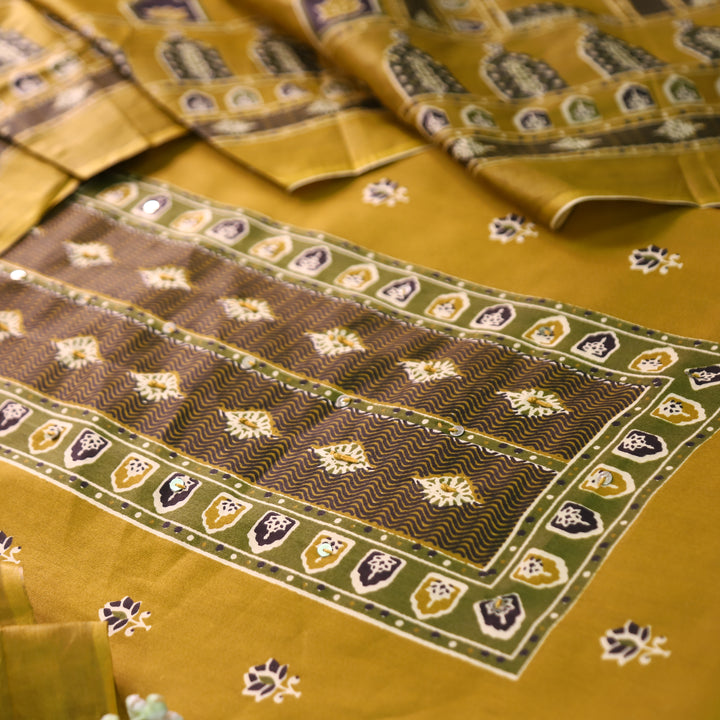 Tvisha Dandelion Yellow French Knot Printed Jam Cotton Set