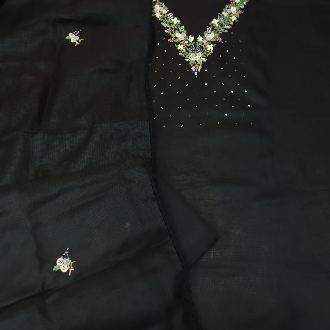 Brishta Black Kolkata Hand Embriodered Kota Doriya Set