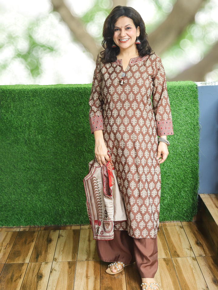 Nysa Choco Brown Modal Jacket Set