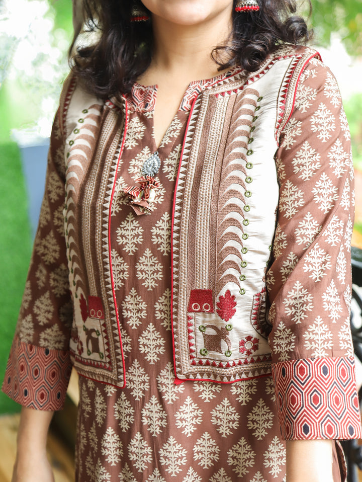 Nysa Choco Brown Modal Jacket Set