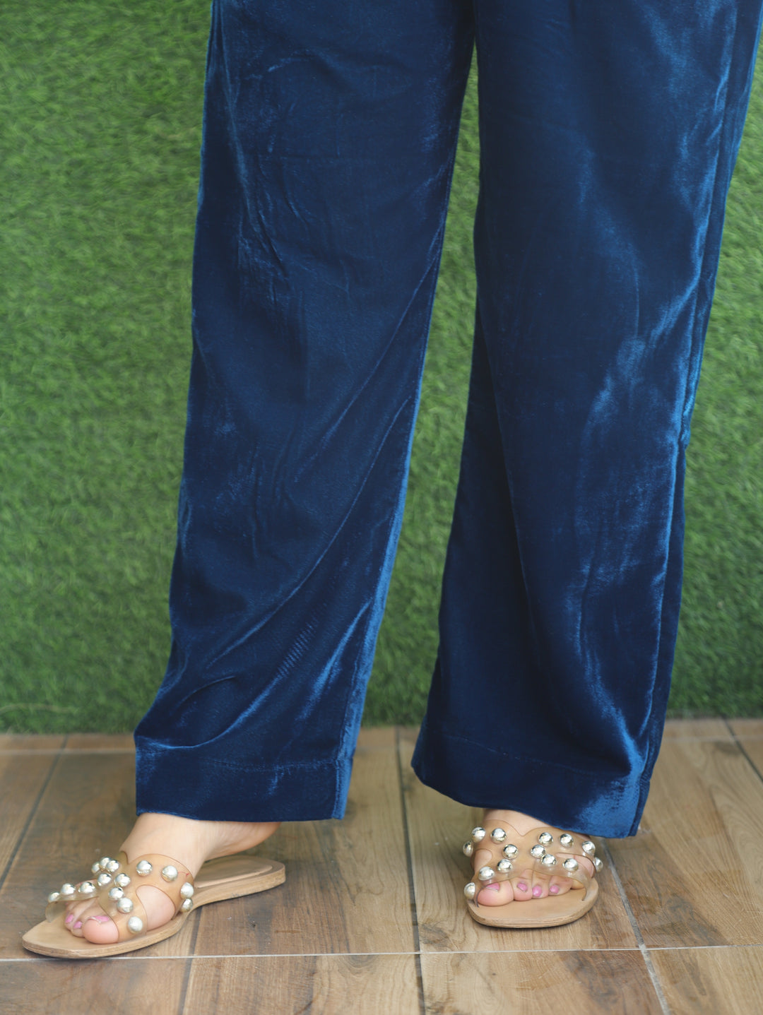 Ruby Royal Blue Plain Velvet Winter Bottom