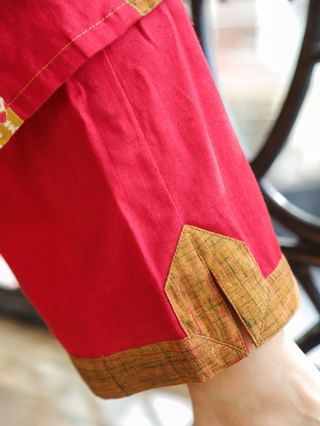 Mihika Mustard Yellow Triple Panel Brush Print 2 Piece Set