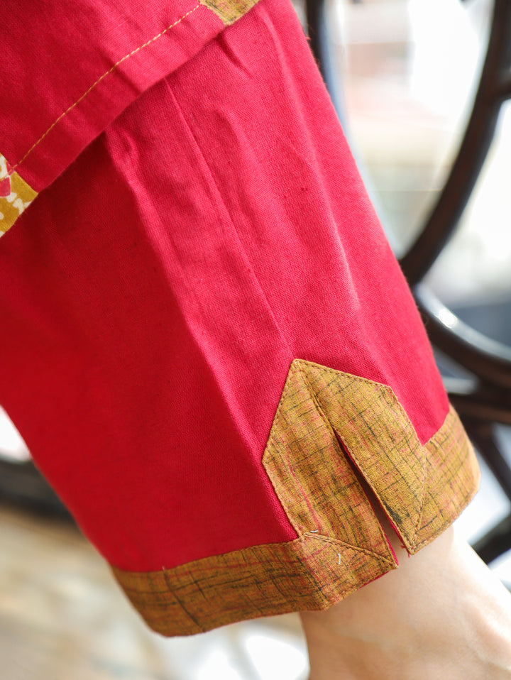 Mihika Mustard Yellow Triple Panel Brush Print 2 Piece Set