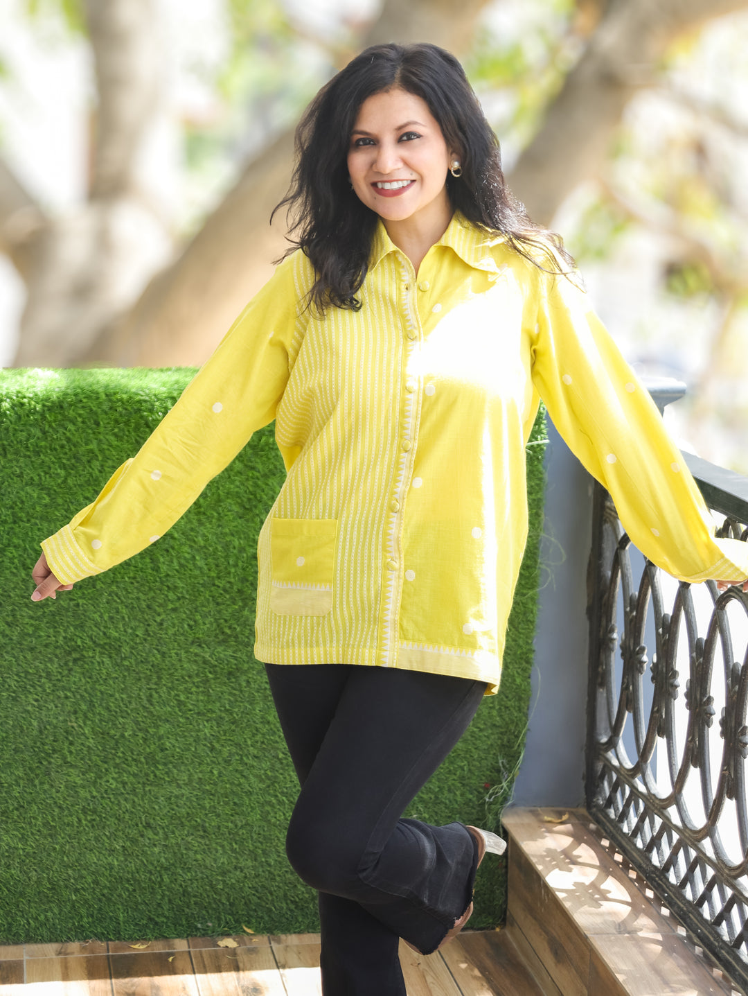Hawaii Yellow Weaved South Cotton Shirt