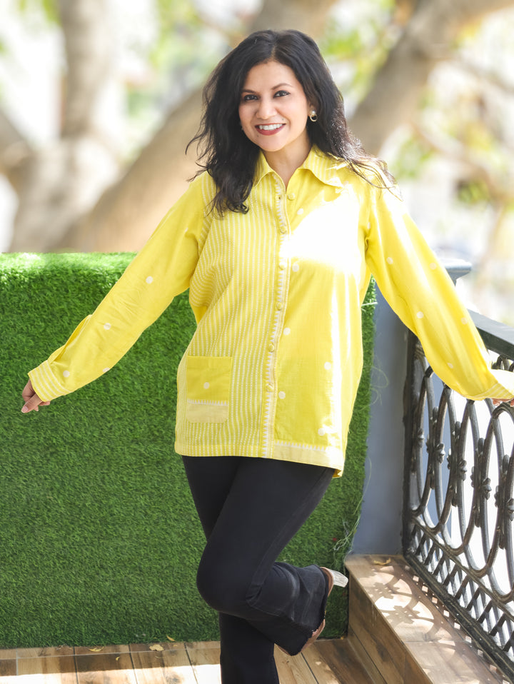 Hawaii Yellow Weaved South Cotton Shirt