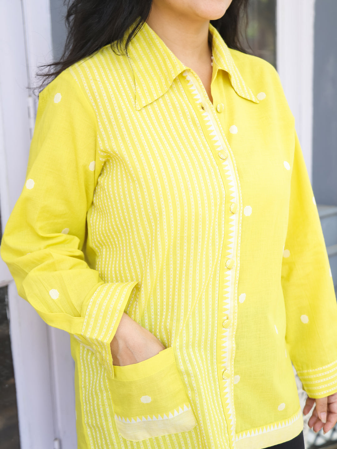 Hawaii Yellow Weaved South Cotton Shirt