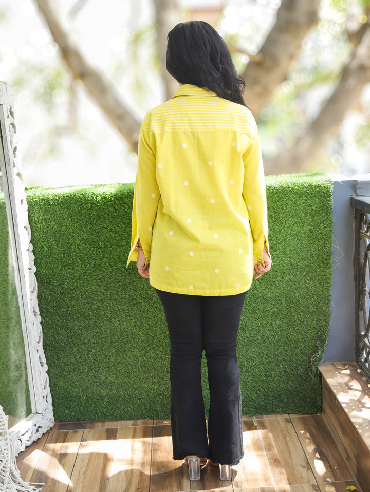 Hawaii Yellow Weaved South Cotton Shirt