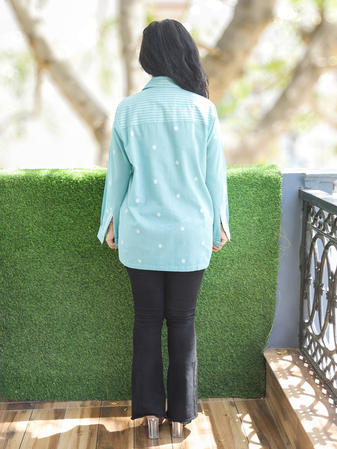 Hawaii Aqua Weaved South Cotton Shirt