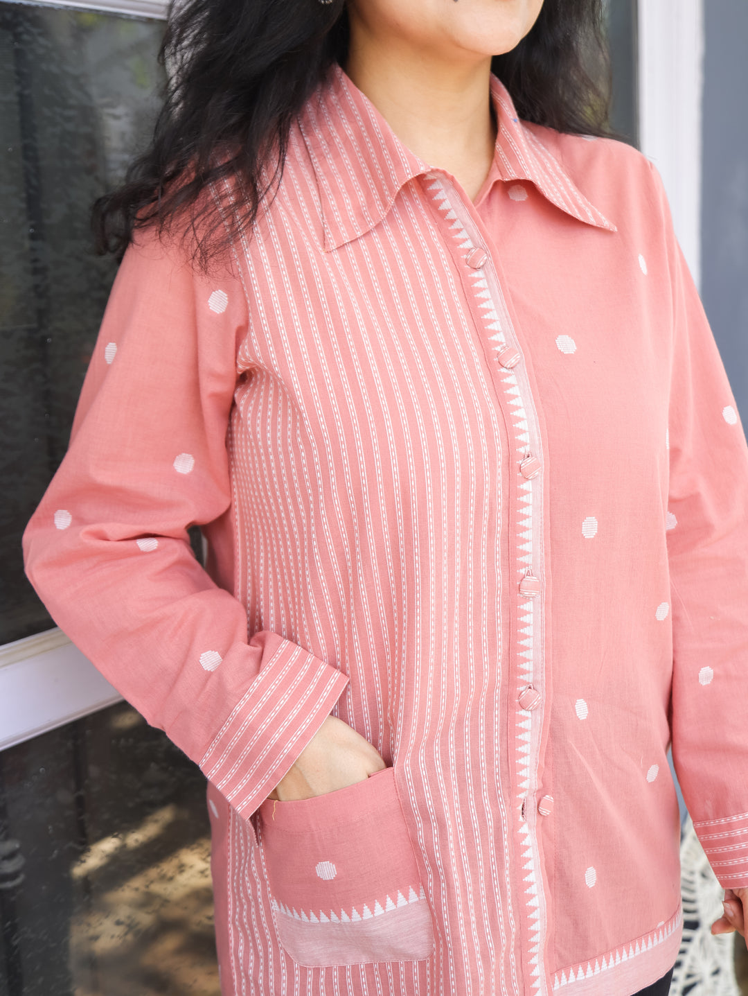 Hawaii Pink Weaved South Cotton Shirt