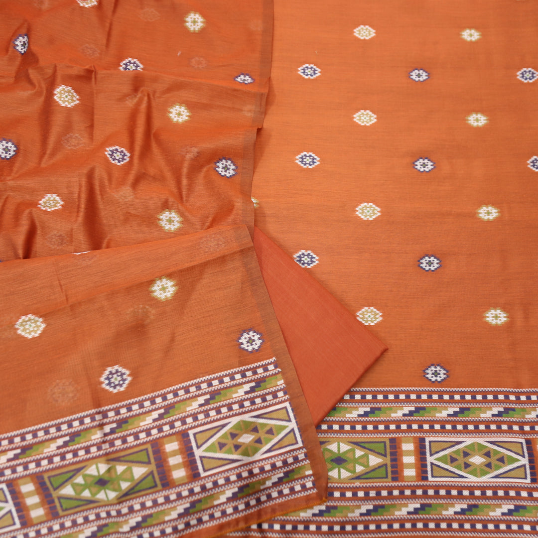 Monica Rust Orange Jamdani Kullu Weaved Inspired Chanderi Set
