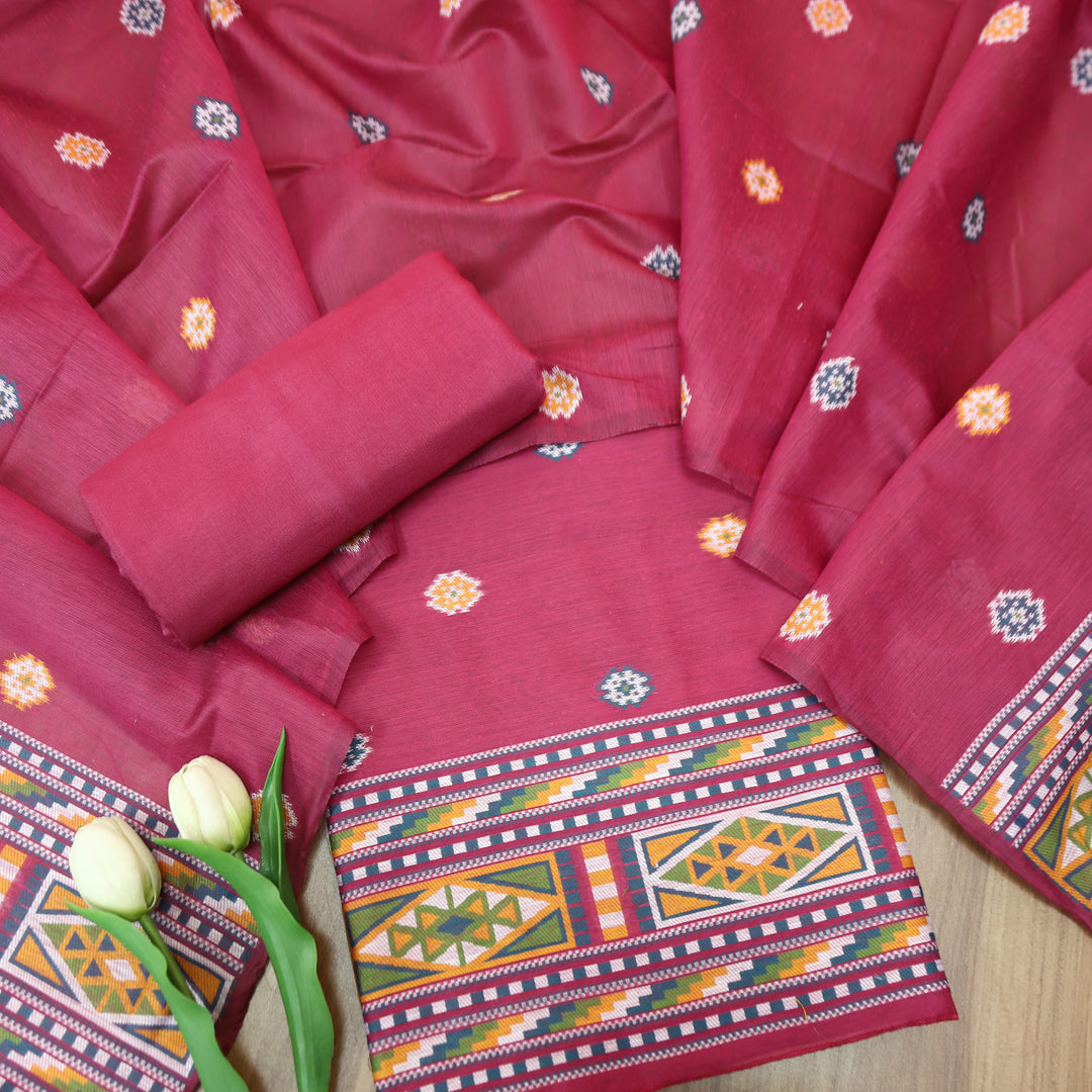 Monica Magenta Purple Jamdani Kullu Weaved Inspired Chanderi Set