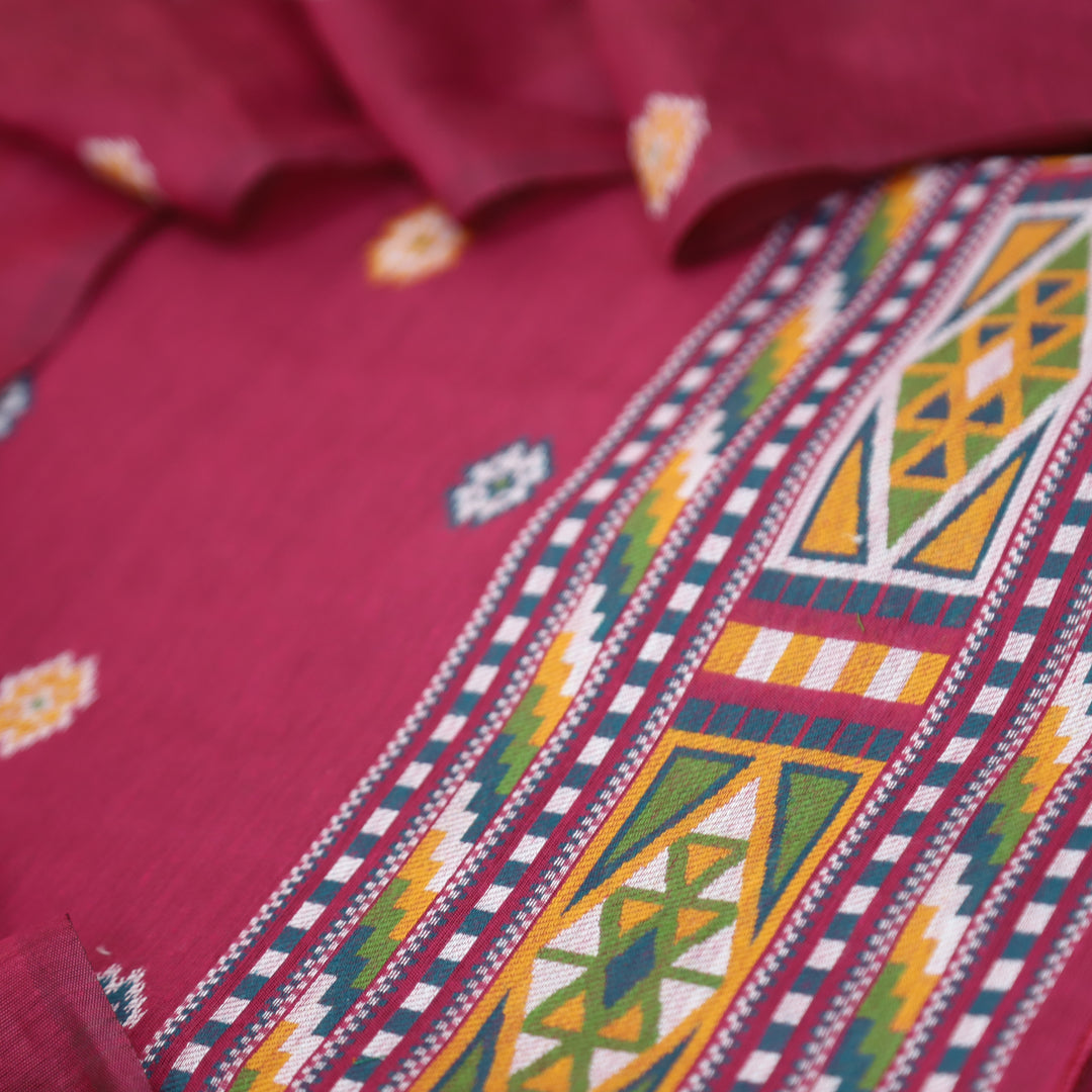 Monica Magenta Purple Jamdani Kullu Weaved Inspired Chanderi Set