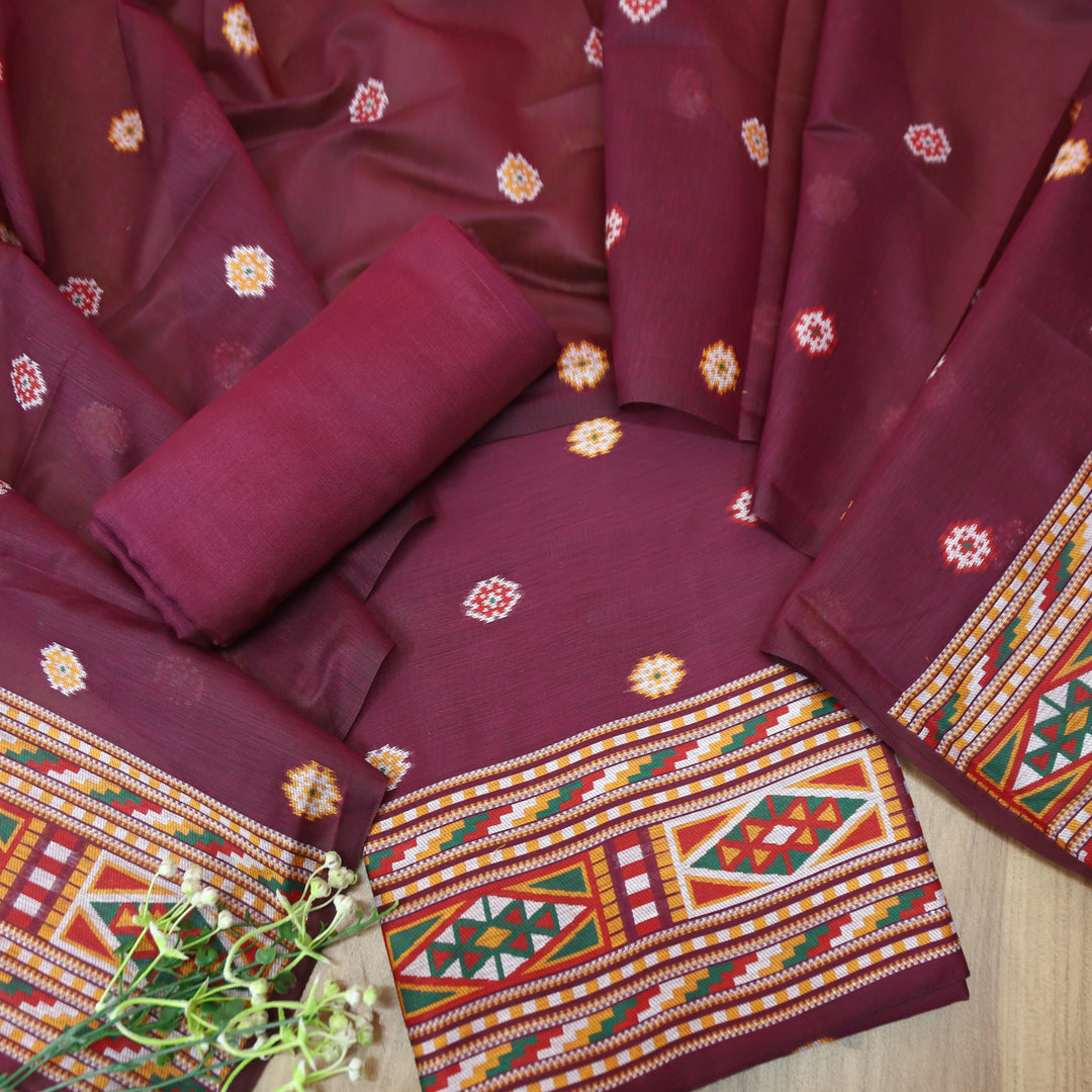 Monica Raisin Purple Jamdani Kullu Weaved Inspired Chanderi Set