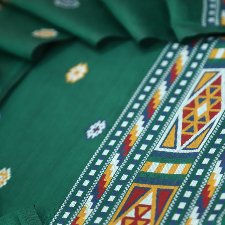 Monica Emerlad Green Jamdani Kullu Weaved Inspired Chanderi Set