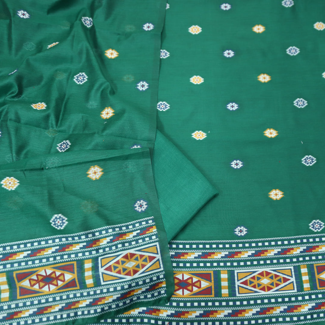 Monica Emerlad Green Jamdani Kullu Weaved Inspired Chanderi Set