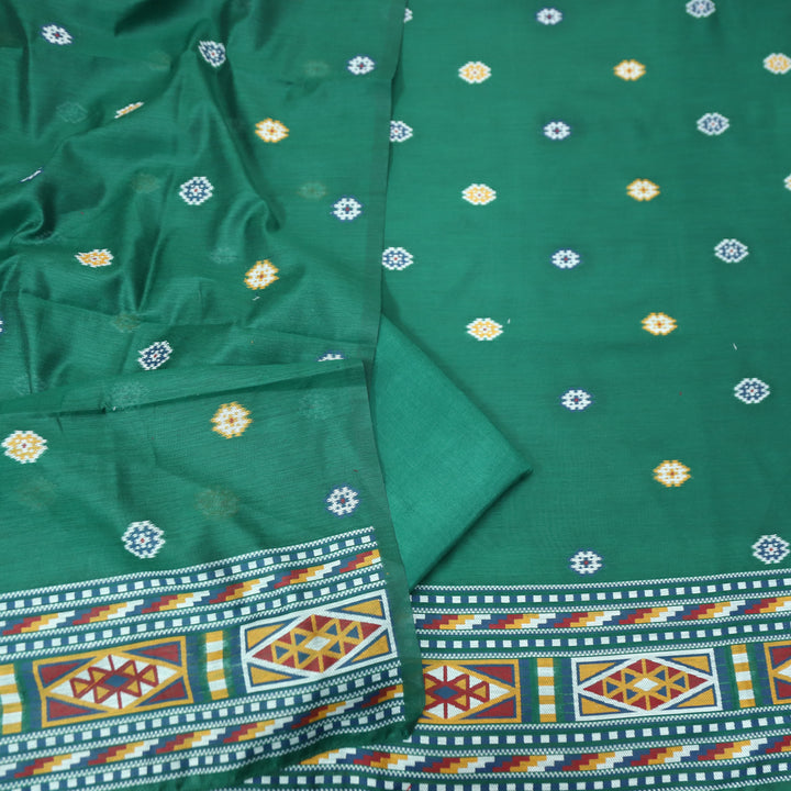 Monica Emerlad Green Jamdani Kullu Weaved Inspired Chanderi Set