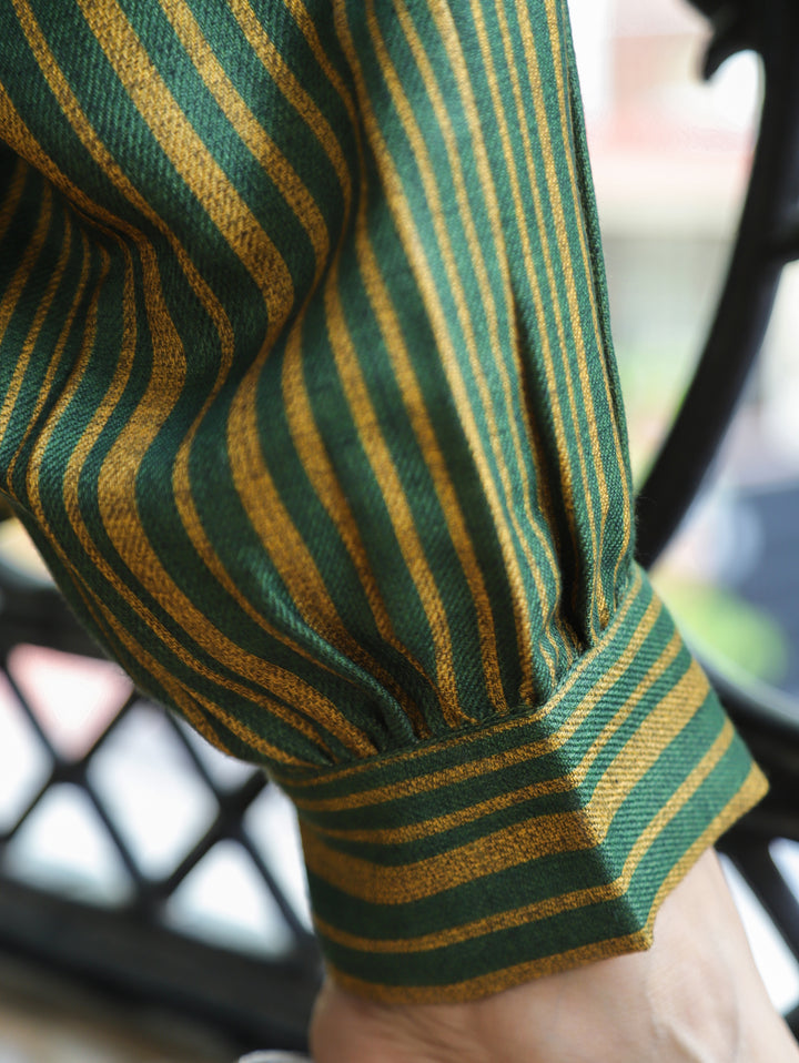 Chehak Army Green Stripe Print Winter Twill Co-ord Set