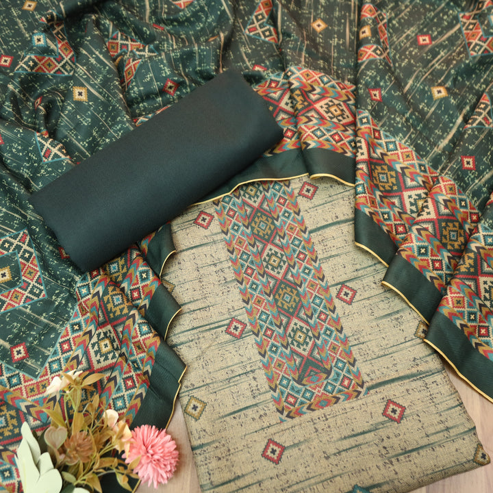 Roopwati Sacramento Green Digital Printed Semi Pashmina Winter Set
