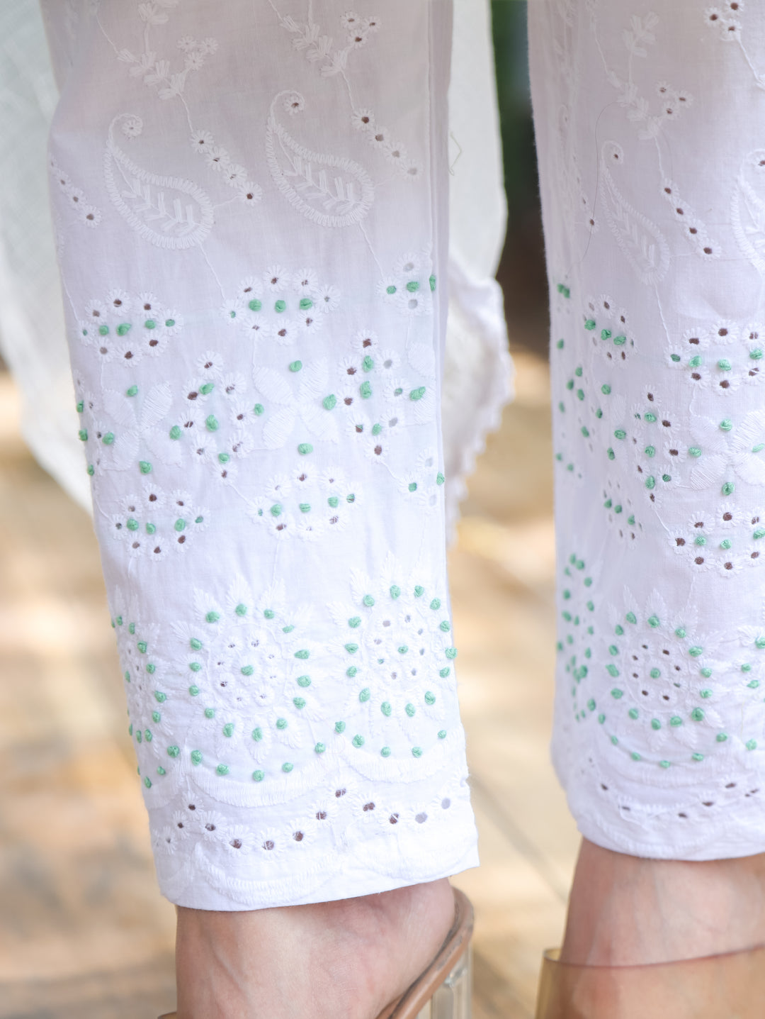 Neel Mint Green Embroidered Cotton 3 Piece Set