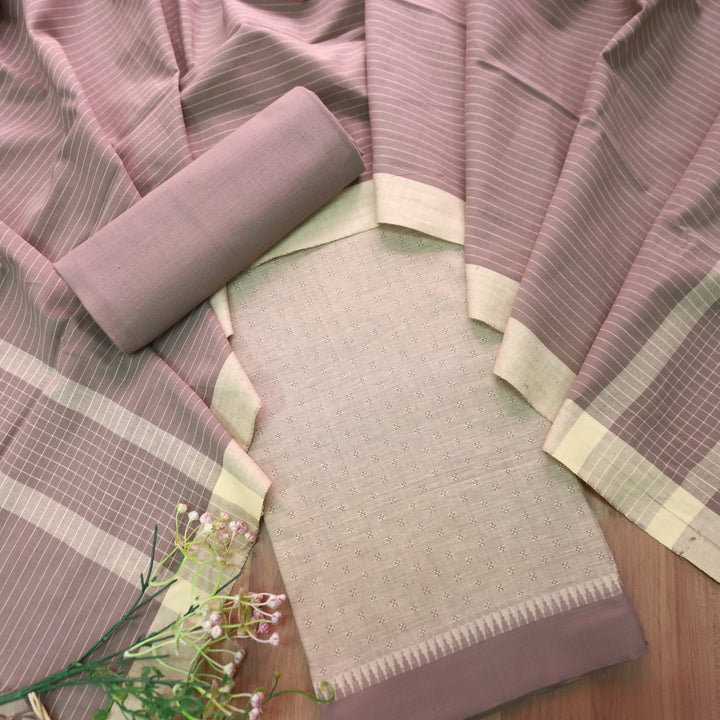Kashyapi Slate Grey Temple Hem South Cotton Set