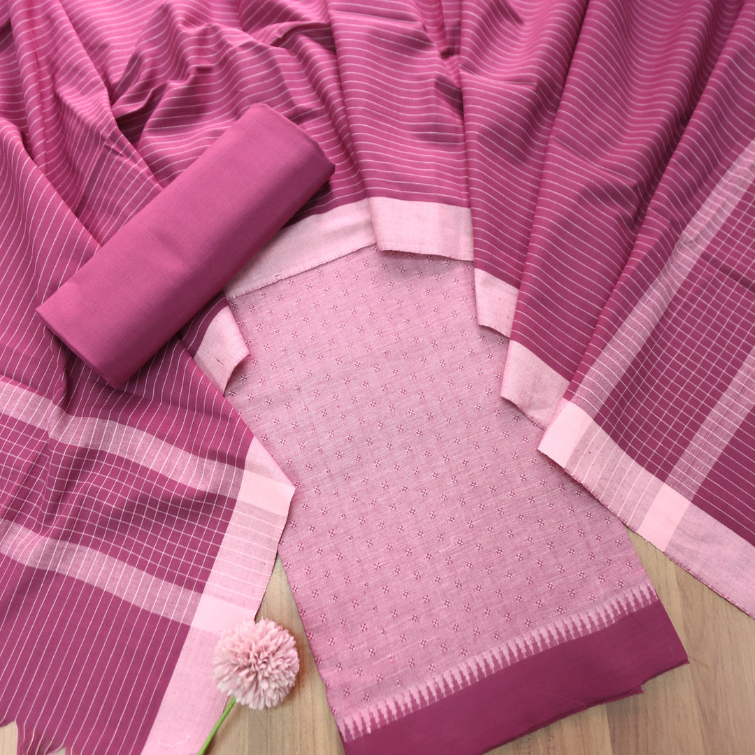 Kashyapi Berry Mauve Temple Hem South Cotton Set