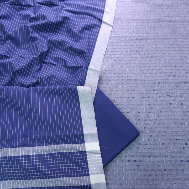 Kashyapi Stone Blue Temple Hem South Cotton Set