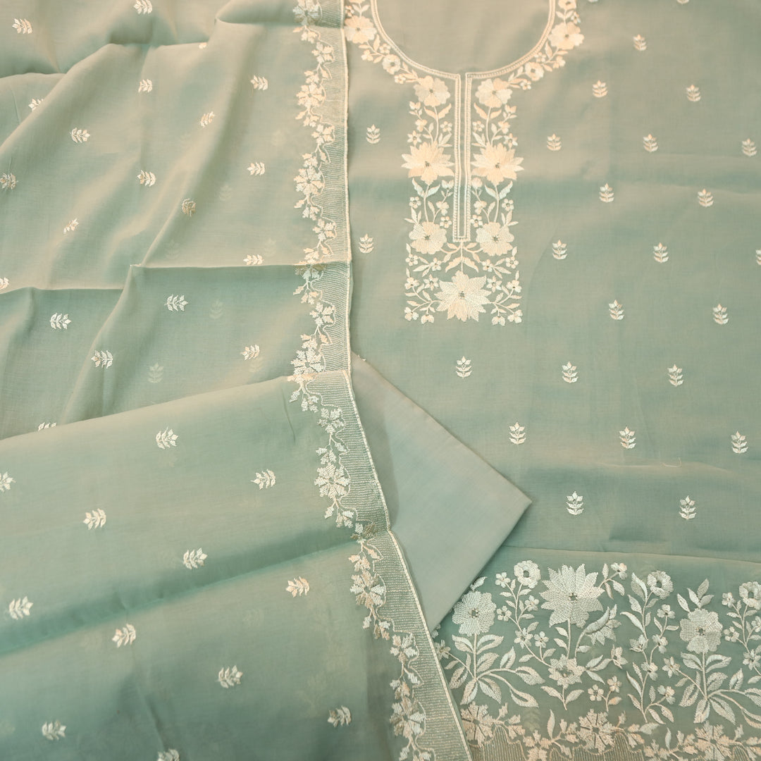 Saloni Castleton Sage Thread Embroidered Mul Cotton Set