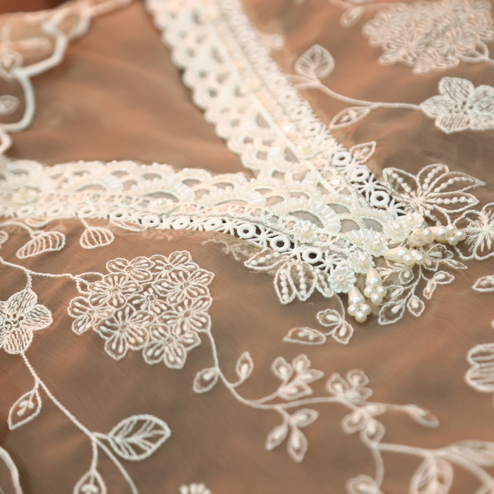 Julia Coca Brown Thread Embroidered with Kardana Chinon Set