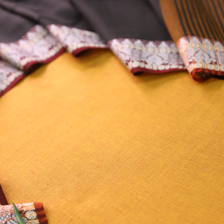 Subhvari Yellow Top with Mangalgiri Hem Dupatta South Cotton Set
