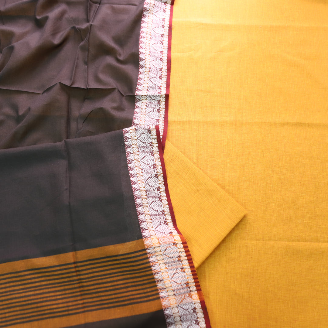 Subhvari Yellow Top with Mangalgiri Hem Dupatta South Cotton Set