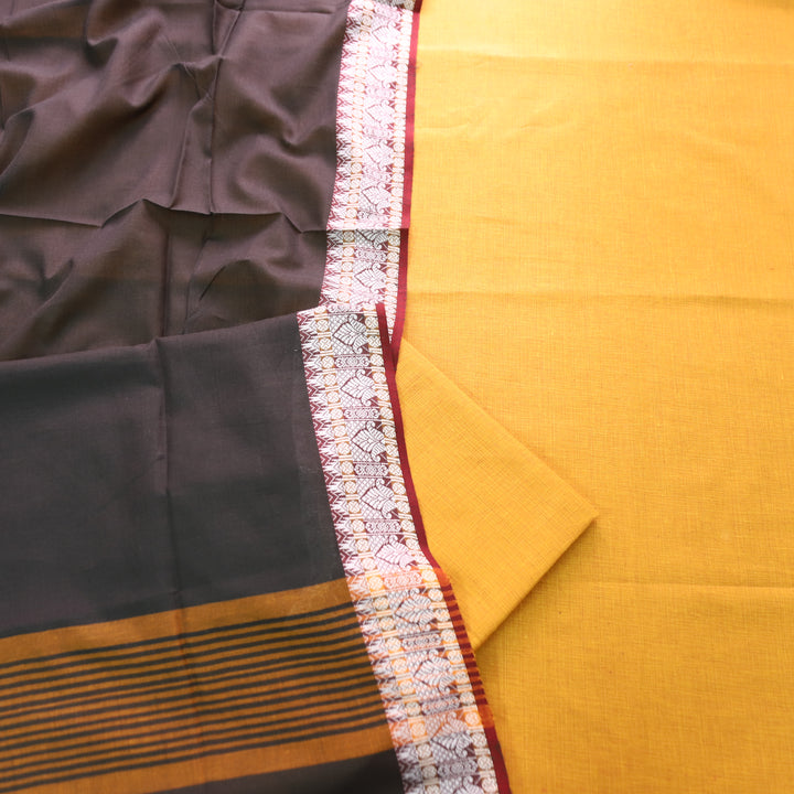 Subhvari Yellow Top with Mangalgiri Hem Dupatta South Cotton Set