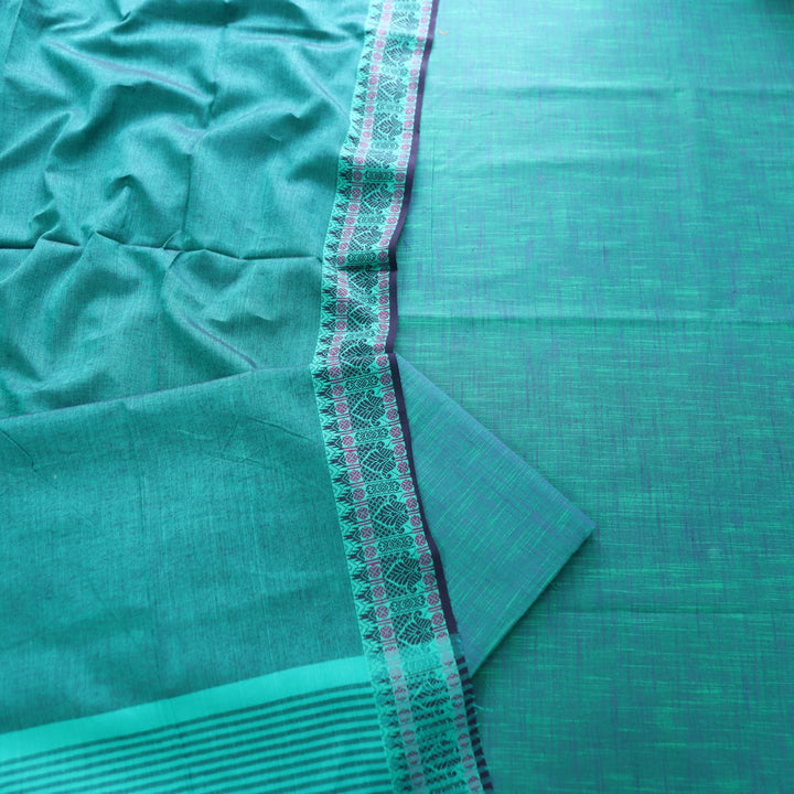 Subhvari Ocean Turq Top with Mangalgiri Hem Dupatta South Cotton Set