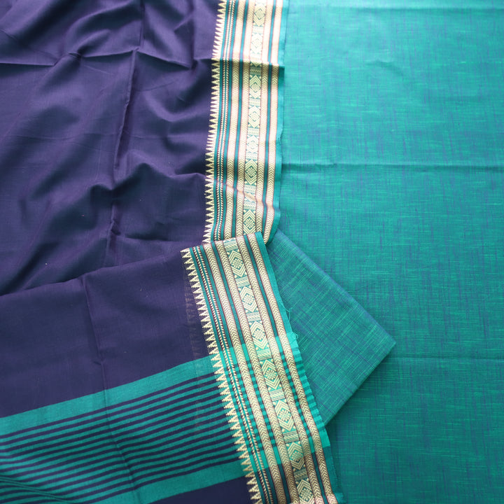Subhvari Biscay Turq Top with Mangalgiri Hem Dupatta South Cotton Set