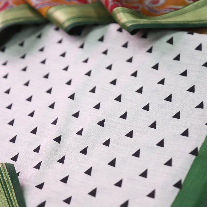 Tamanna Sand Beige with Green Kalamkari Print Maheswari Chanderi Set